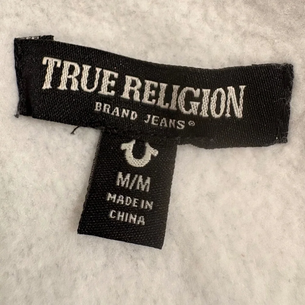 True Religion Gray Graphic Zip Up Hoodie Sweatshirt Mens Size M Y2K Steetwear